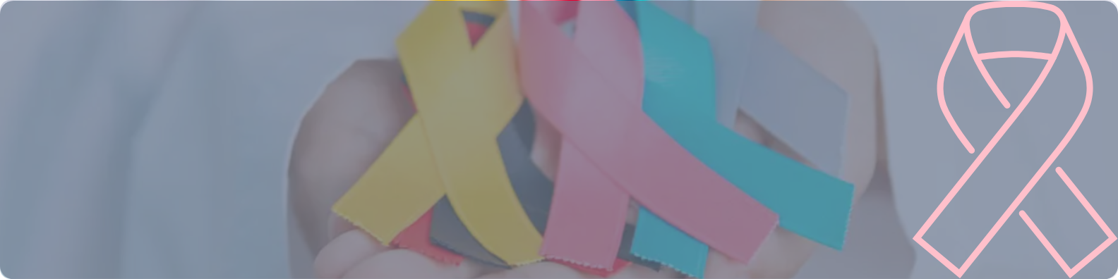 Lazo rosado sobre fondo informativo para concientización del cancer de mama