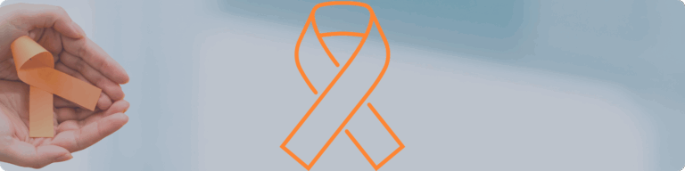 Lazo Naranja sobre fondo informativo para concientización de la leucemia.