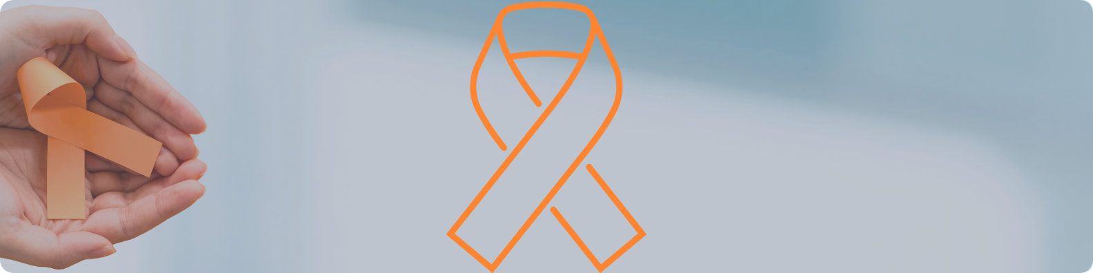 Lazo Naranja sobre fondo informativo para concientización de la leucemia.