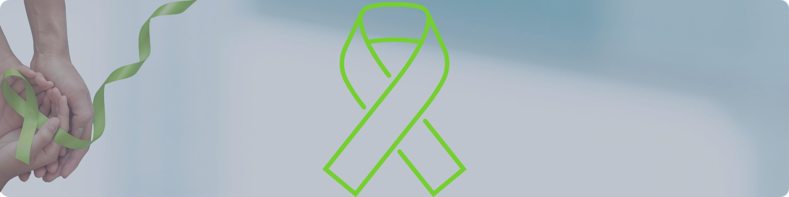 Lazo Verde sobre fondo informativo para concientización del linfoma.