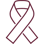 Listón burdeo representando la concientización sobre el mieloma